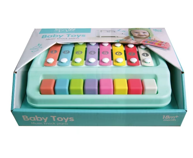 Baby play knock organ toy with eight keys, mini music piano for children, colorful and engaging toy for early musical development.
