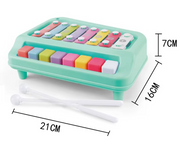 Mini music piano toy with eight keys designed for babies, featuring colorful buttons and playful knock organ sounds.