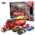 Seven-piece Disney Pixar Cars 3 toy set featuring McQueen characters, colorful plastic cars for kids' play and collection.
