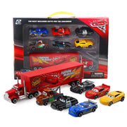 Seven-piece Disney Pixar Cars 3 toy set featuring colorful plastic race cars and characters from the animated film.