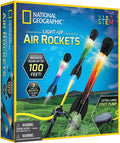 Playzokids National Geographic light-up air rockets flying outdoors with glowing effects in the night sky.