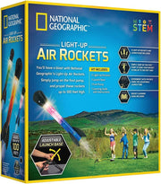 National Geographic light-up air rockets by Playzokids with colorful, illuminated rocket toys ready for outdoor play and sky launching.