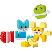 LEGO 10477 Duplo 3-in-1 Creative Cute Pets set with colorful animal figures and building blocks for kids' imaginative play.