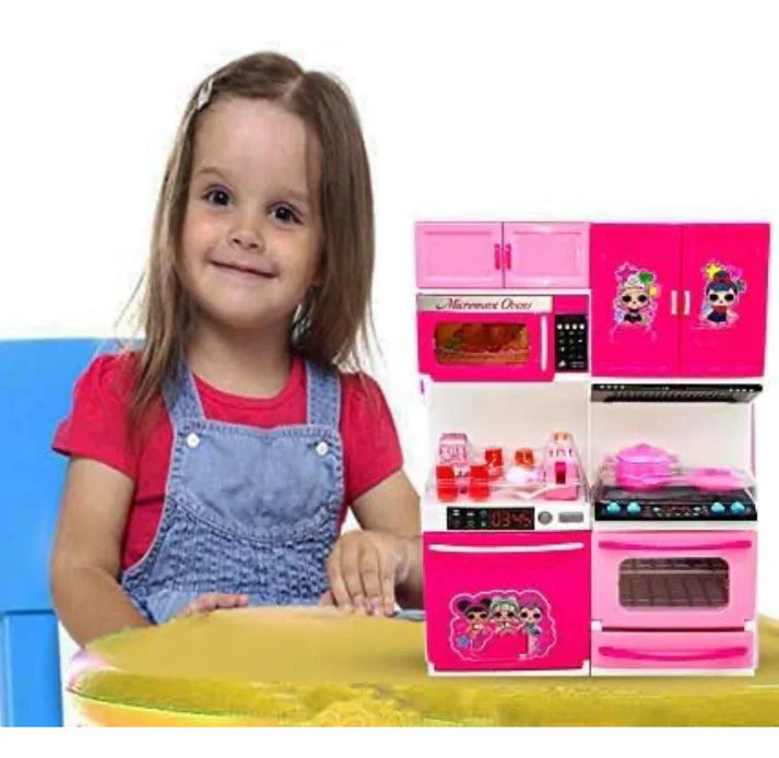 Colorful LOL Surprise Toy Kitchen Set with play utensils, dishes, and accessories for imaginative pretend play.