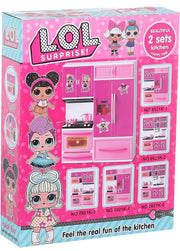 Colorful LOL Surprise toy kitchen set with playful accessories, perfect for pretend play and imaginative fun.