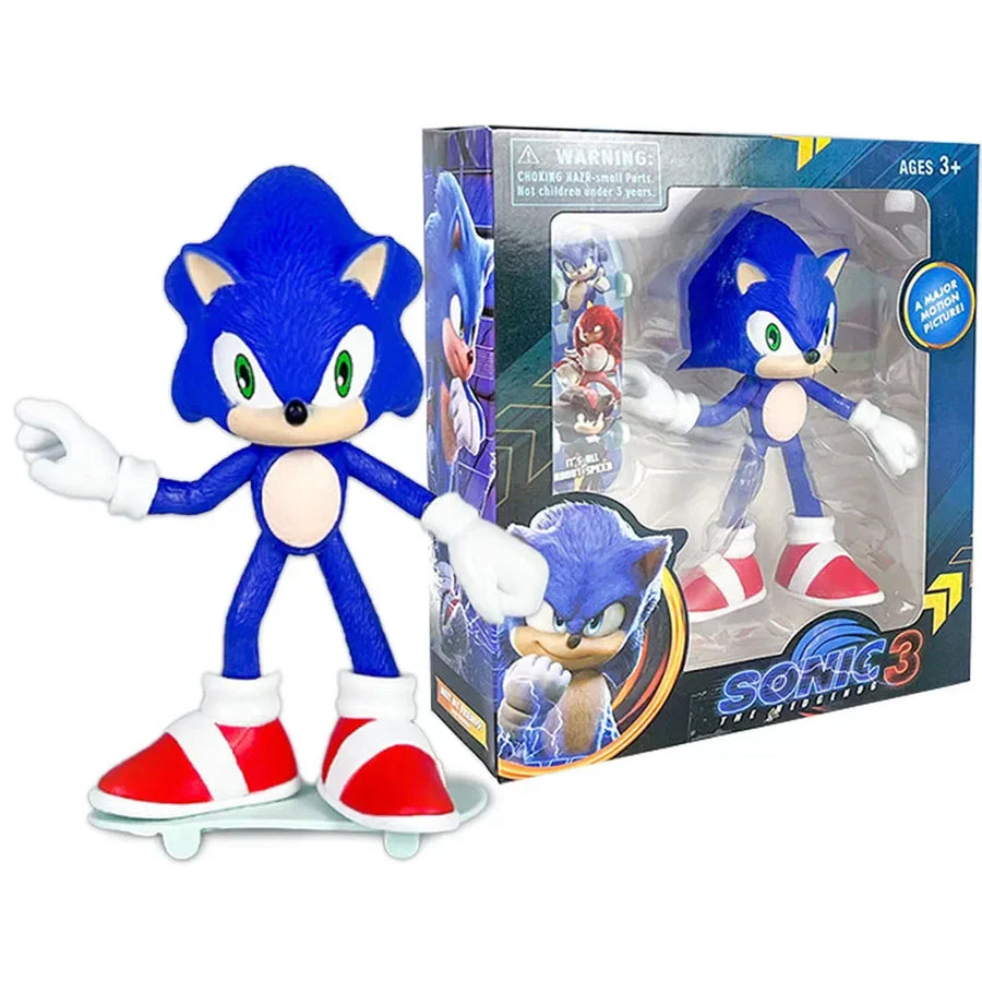 Playzokids Sonic The Hedgehog Movie Edition figure, 16cm tall, featuring Sonic in dynamic pose with detailed blue and red design.