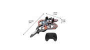 Remote controlled fighter toy airplane with 2.4GHz quadcopter design, featuring sleek fighter jet details and colorful accents.