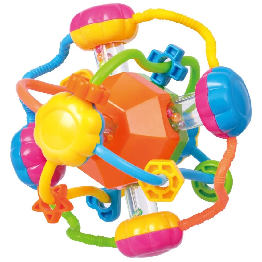 Tanny Toys Discovery Ball by Tanny Kids, colorful educational toy with textured surfaces for sensory exploration.