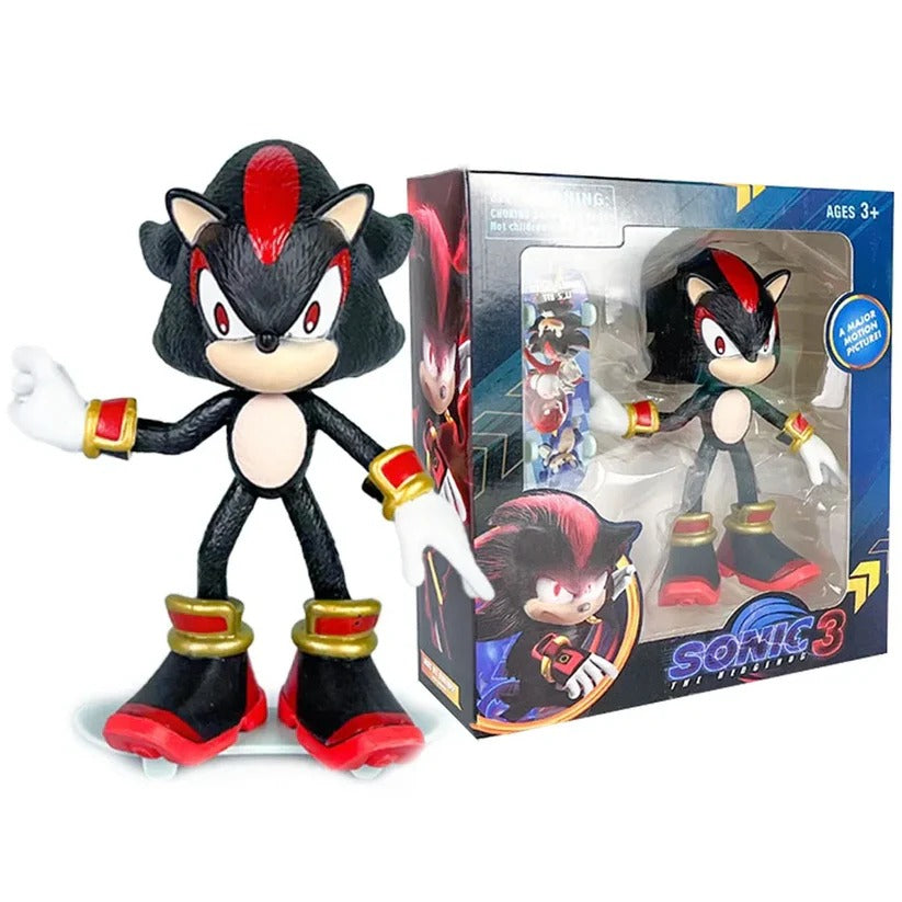 Playzokids Shadow the Hedgehog action figure with detailed black and red design, standing in a dynamic pose.