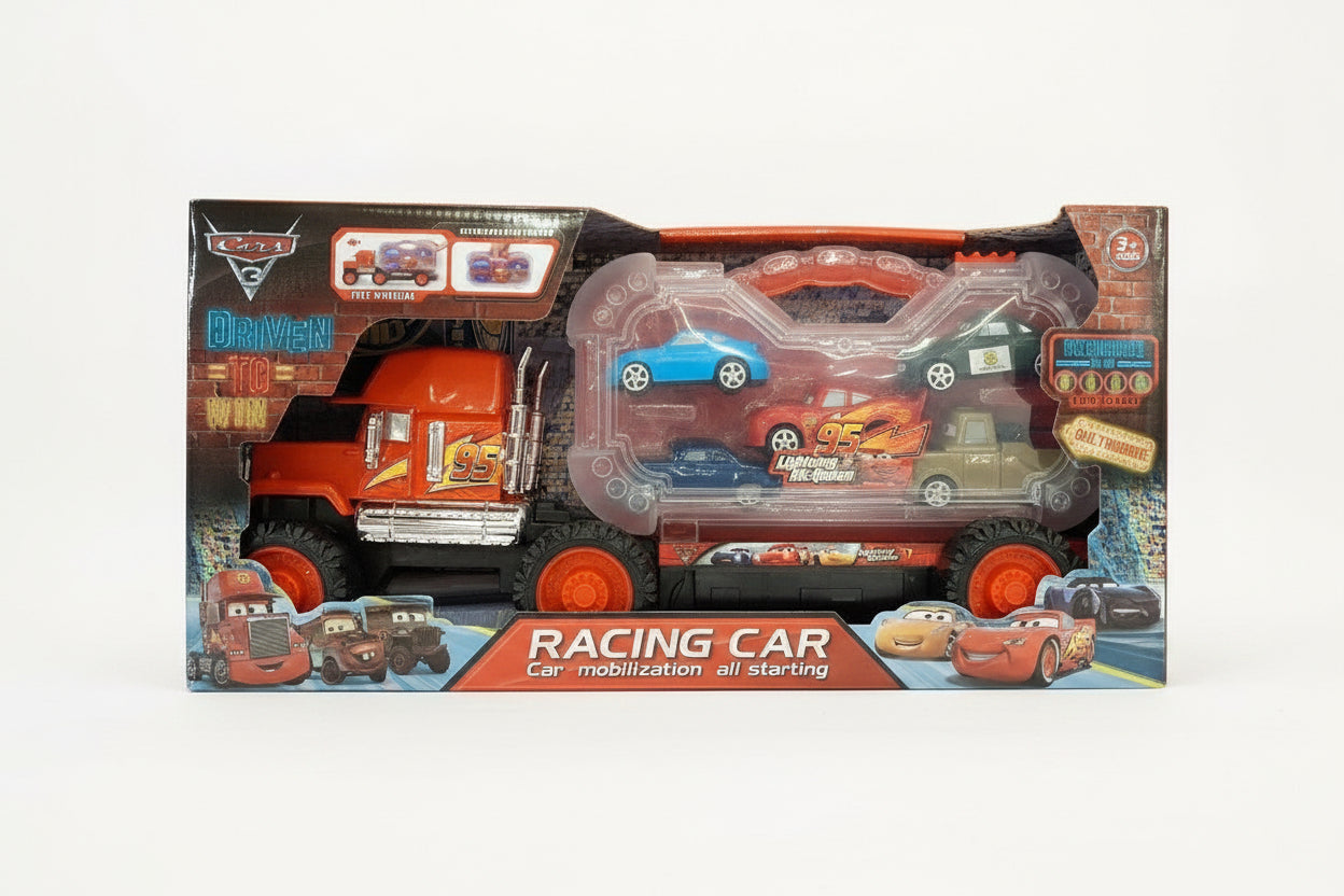 Playzo Lightning McQueen racing car toy model from the Cars series, detailed red toy car with racing decals.