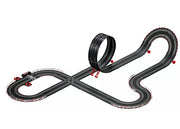 Carrera go! MAX PERFORMANCE slot car race set showing sleek cars and track layout for high-speed racing fun.