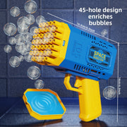 Portable automatic bubble gun with 45 holes, handheld bubble machine for fun outdoor activities and parties