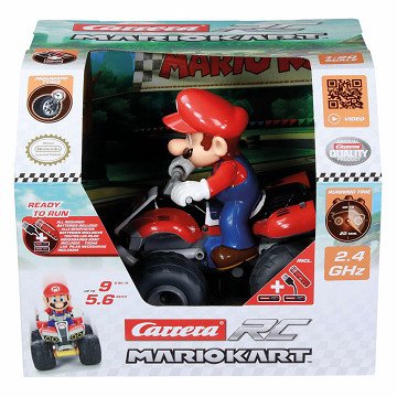 Carrera Mario Kart Mario quad toy with detailed plastic construction and colorful design for kids' play.