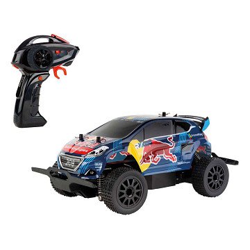 Carrera RC Red Bull Rallycross remote control car with detailed red and blue design, toy vehicle for racing enthusiasts