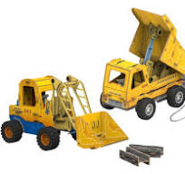 National Geographic 3D puzzle featuring a mini loader and dumper, showcasing detailed toy construction vehicles for kids.