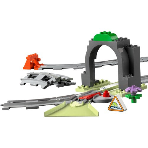 Lego Duplo train tunnel and tracks expansion set 10425 with colorful tunnel pieces and train tracks for young children.