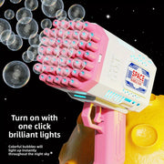 Portable automatic bubble gun with 45 holes, handheld bubble machine for fun outdoor activities and parties