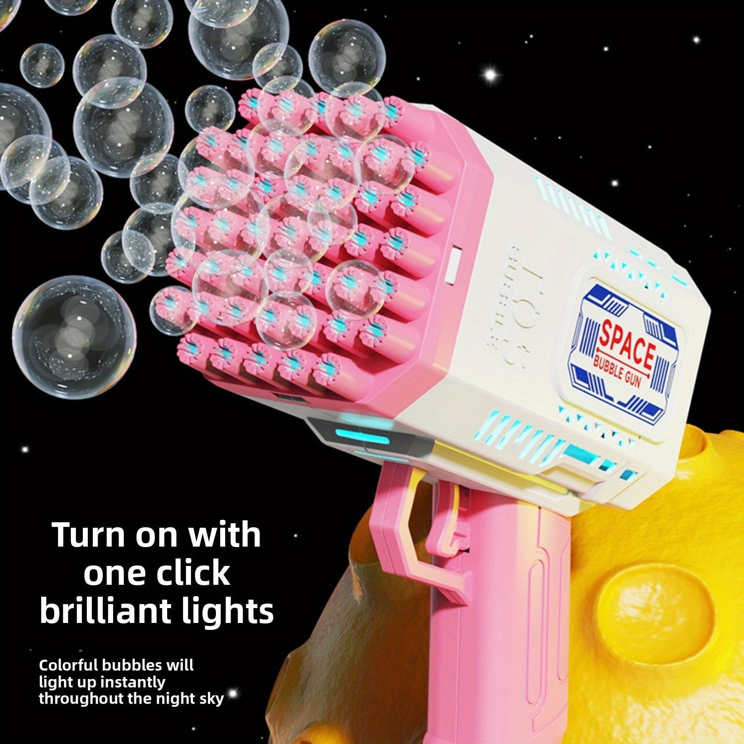 Portable automatic bubble gun with 45 holes, handheld bubble machine for fun outdoor activities and parties