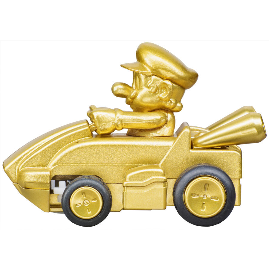 Carrera Mario Kart Mini Mario Gold toy from Carrera, featuring a small plastic Mario figure with a gold finish, perfect for racing play.
