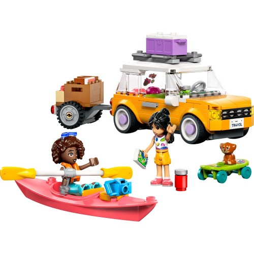 Lego Friends hip road-trip travel car set 42659 with colorful toy car and mini-figures for kids' imaginative play.