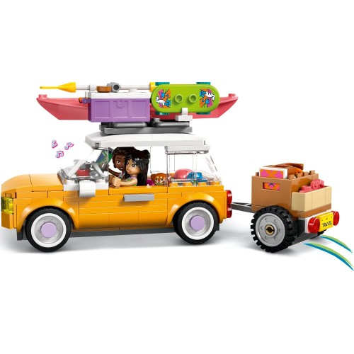 LEGO Friends hip road-trip travel car 42659 with colorful LEGO figures and detailed vehicle design for imaginative play.