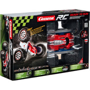 Carrera R/C Turnator 1:16 toy car in red with black and white details, remote-controlled vehicle for kids and enthusiasts.