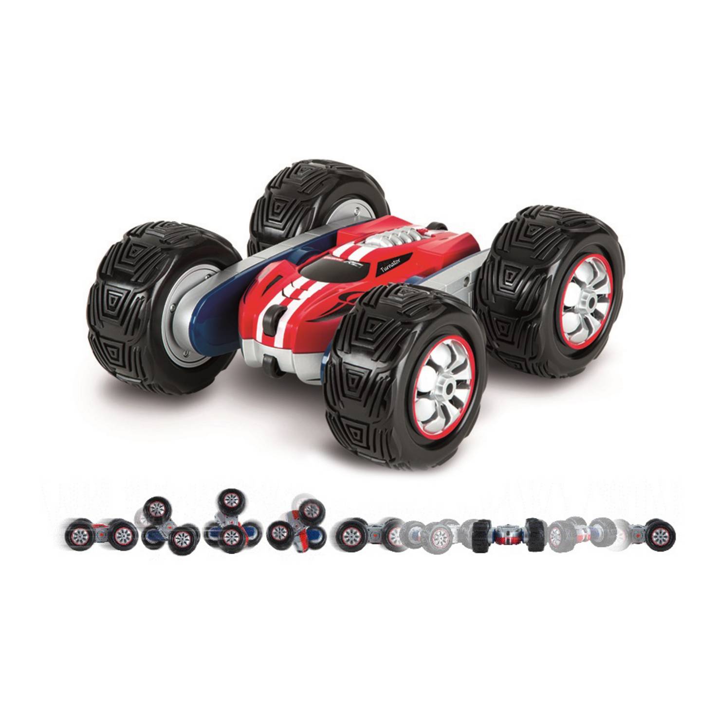 Carrera R/C Turnator 1:16 toy car in red with black and white details, remote-controlled vehicle for kids and enthusiasts.