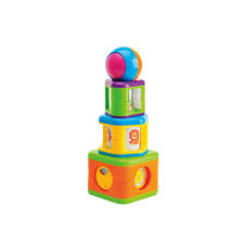 Tanny Toys stacking activity blocks for kids, colorful and educational, featuring various shapes and sizes for developmental play.