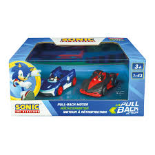 Carrera Pull N Speed Sonic vs Shadow twin pack toy race cars, colorful plastic vehicles for racing play, branded Carrera toys.