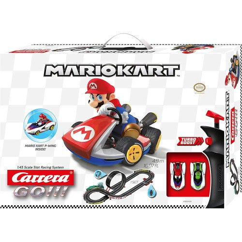 Carrera GO! Mario Kart P-Wing toy race car track set with detailed Mario Kart-themed track and car for kids' racing fun.