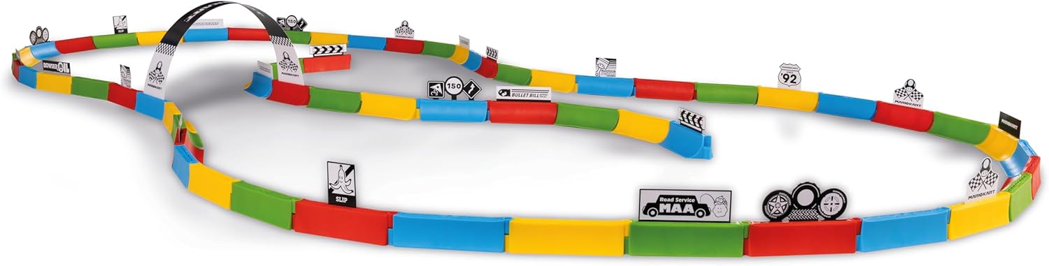 Carrera RC Mario Kart tabletop racing set featuring Mario and Luigi toy cars on a colorful track.