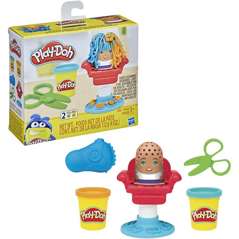Play-Doh Mini Classics Crazy Cuts Boy Set for arts and crafts, featuring colorful Play-Doh and barbershop-themed tools.