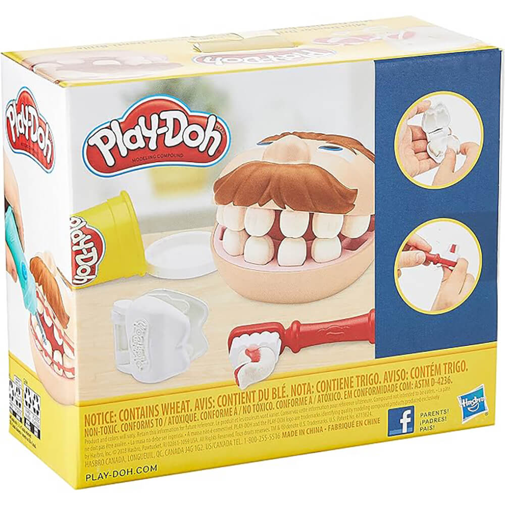 Play-Doh Mini Doctor Drill 'n Fill Dentist Set by Hasbro in colorful packaging, includes toy dental tools and Play-Doh for imaginative play.