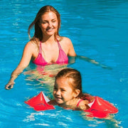 Playzokids inflatable sleeves for Intex 58642 pool, bright blue pool accessories with comfortable, secure fit for swimming fun.
