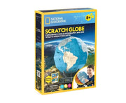 National Geographic CubicFun 3D Puzzle Scratch Globe with 31 pieces, showcasing a detailed miniature globe model for educational play.