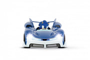 Carrera RC Sonic Racing Toy featuring Sonic the Hedgehog in a dynamic racing pose on a colorful track background