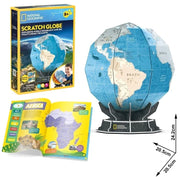 National Geographic CubicFun 3D Puzzle Scratch Globe with 31 pieces, showcasing a detailed miniature globe model for educational play.