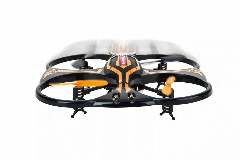 Carrera RC Quadcopter X2 toy drone with four rotors and remote control, designed for indoor and outdoor flying fun.