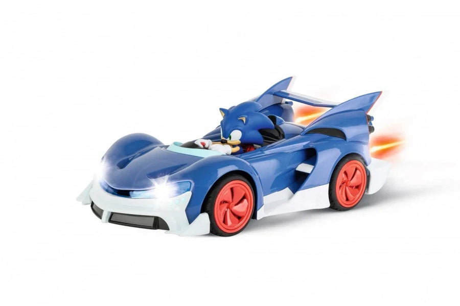 Carrera RC Team Sonic Racing Sonic toy car, blue and white remote-controlled racing vehicle for kids.