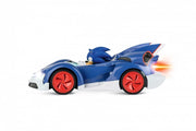 Carrera RC Sonic Racing Toy featuring Sonic the Hedgehog in a dynamic racing pose on a colorful track background