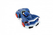 Carrera RC Sonic Racing Toy featuring Sonic the Hedgehog in a dynamic racing pose on a colorful track background