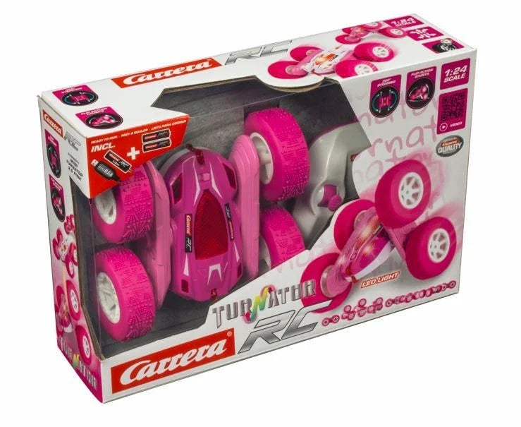 Pink Carrera RC Mini Turnator toy vehicle, remote-controlled car for kids, featuring vibrant color and detailed design.