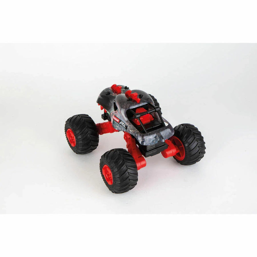 Carrera RC Dino Car toy in vibrant colors, featuring detailed dinosaur design and remote control for kids' play.