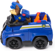 Spin Master PAW Patrol police vehicle with Chase toy figure, featuring detailed rescue vehicle and character for kids' play.
