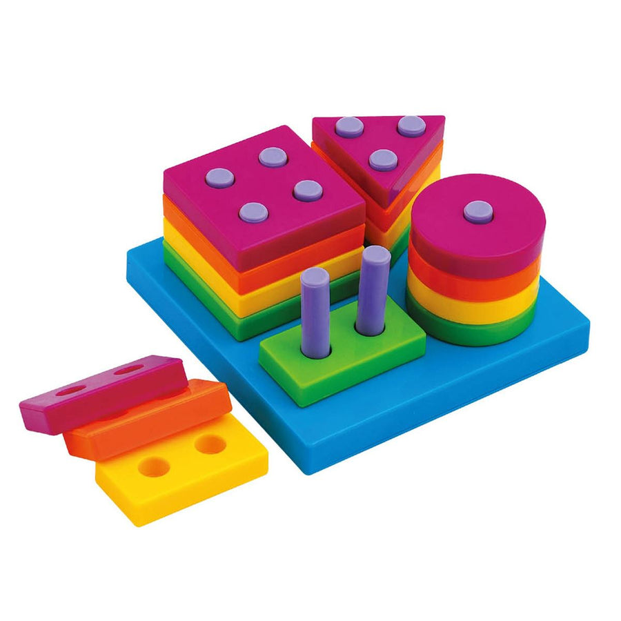 Tanny Kids Tanny Fanny Stacking geometric puzzle pieces in vibrant colors arranged in a playful stack.