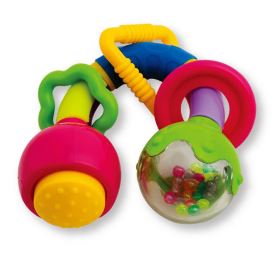 Tanny Kids Tanny Twirly Barbell with colorful dangling rings, playful jewelry for children, on a white background.