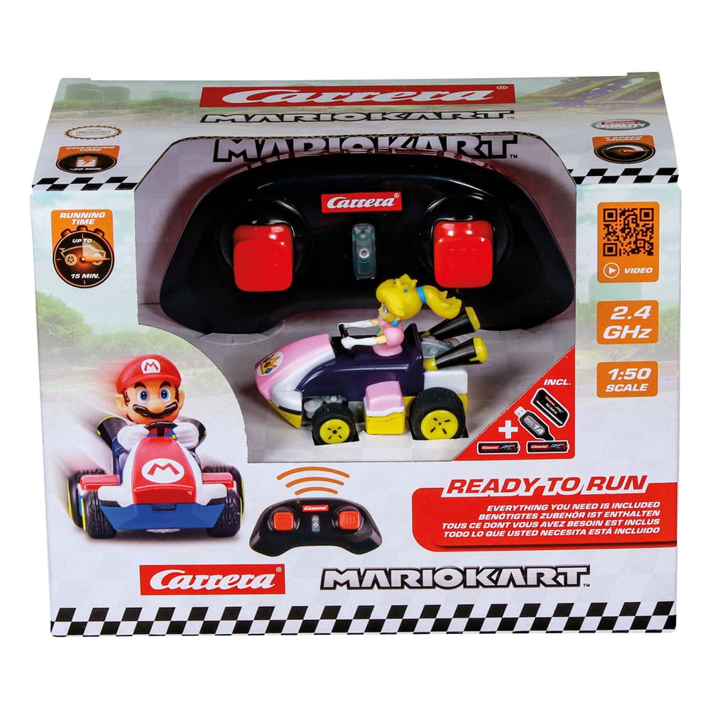 Carrera Super Mario Kart RC Mini Peach toy car from the Carrera toys collection, featuring a compact remote-controlled vehicle.